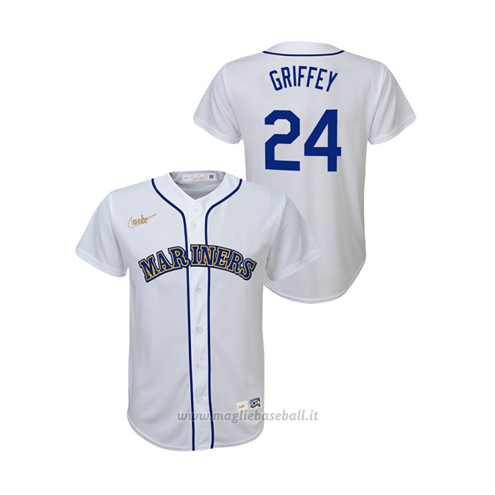 Maglia Baseball Bambino Seattle Mariners Ken Griffey Jr. Cooperstown Collection Primera Bianco